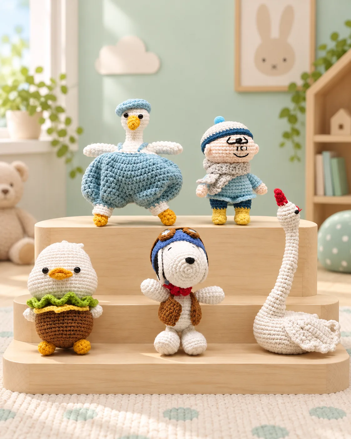 Collection of handmade crochet toys